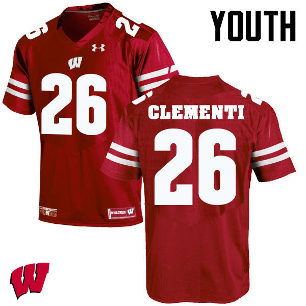 Wisconsin Badgers Youth #26 Chris Clementi NCAA Under Armour Authentic Red College Stitched Football Jersey PS40N11UW